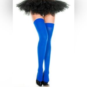 NWT [Music Legs] Blue Opaque Thigh High Tights Nylons Women’s OS 90-165 lbs